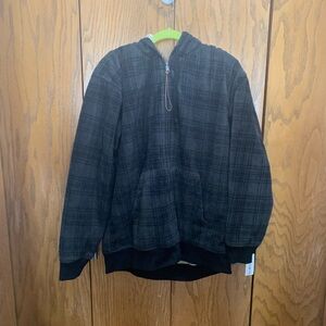 Original Weatherproof Vintage Front Zip Hooded Plaid Print Sweater Mens XL